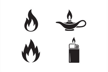 Fire Symbol Line Art for Safety Graphics, Warning Layouts, and Heat Concepts