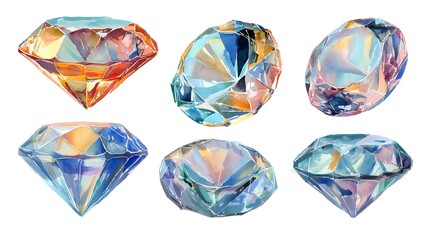Fototapeta premium Colorful gemstones with transparent background