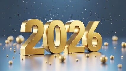 Golden 2026 numbers with sparkling lights and bokeh effect on a dark background