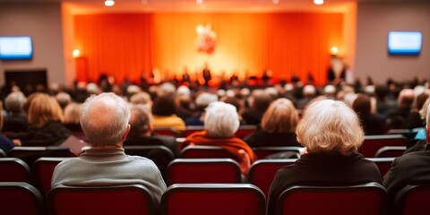 Engaged Audience Attending a Conference on Retirement and Social Welfare for Seniors Community