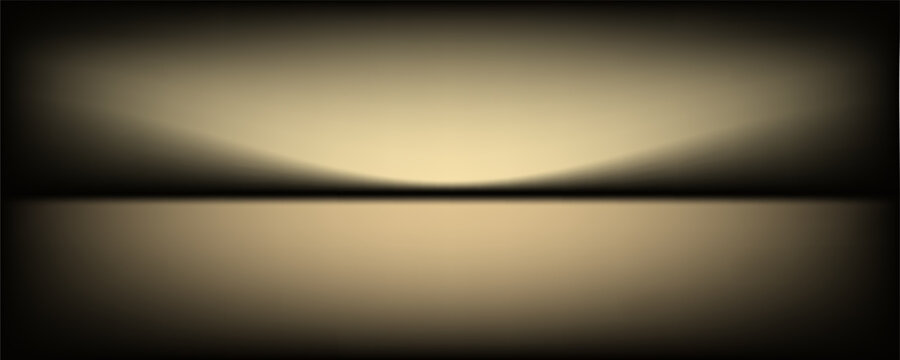 Dark gold gradient background studio with two lights shiny abstract pattern, modern and luxury empty room interior for premium product display lighting.