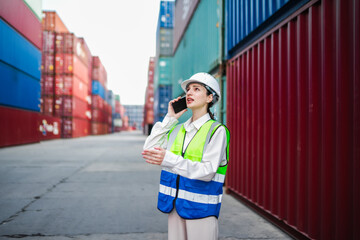 A female staff member handles transportation inquiries by phone, managing cargo allocation and...