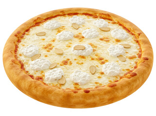 Delicious pizza with ricotta cheese and almonds isolated PNG, gourmet Italian food on transparent background for restaurant menu design