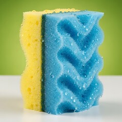 Brightly colored two sided cleaning sponge with textured surface