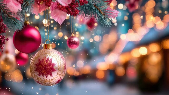 Beautiful Christmas Ornaments And Sparkling Bokeh Lights Bringing Joy And Warmth to the Festive Season