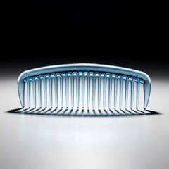 Close up of a clear plastic comb with many fine teeth