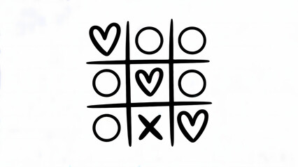 Cute tic tac toe game with hearts and circles for Valentine's Day fun or playful branding