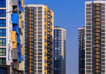 Cityscape, modern buildings on a summer day