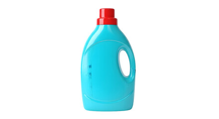 Blue laundry detergent bottle with red cap isolated on transparent background