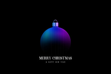 Colorful Christmas ornament with glowing effect against dark background