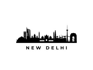 Fototapeta premium Vector New Delhi skyline. Travel New Delhi famous landmarks. Business and tourism concept for presentation, banner, web site.