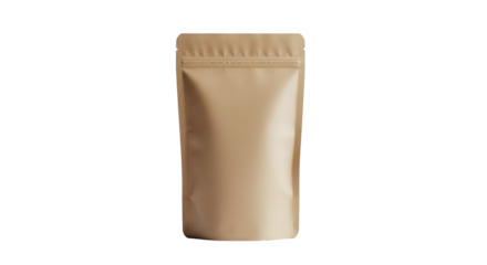 Kraft paper pouch packaging mockup for food isolated on transparent background