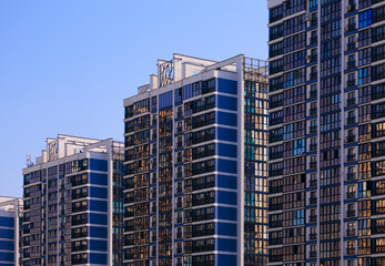 Obraz premium Cityscape, modern buildings on a summer day