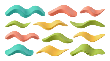 Colorful 3D Rendered Wavy Abstract Shapes Illustration