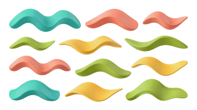 Colorful 3D Rendered Wavy Abstract Shapes Illustration