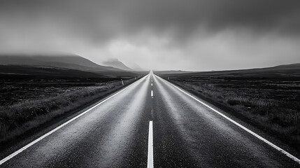 Empty Road Highway Scenic Landscape With Empty Asphalt Road View