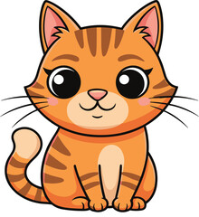 Cute Adorable Orange Tabby Kitten Character Sitting Vector Illustration, Perfect for Child-Friendly Designs, Pet Shop Logos, and Animated Graphics