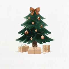 Holiday Joy: An illustrated Christmas tree with festive ornaments and wrapped gifts below, embodying the spirit of Christmas.