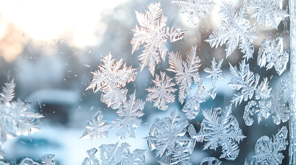 Frozen Window Icy Snowy Glass Background Winter Frost Texture