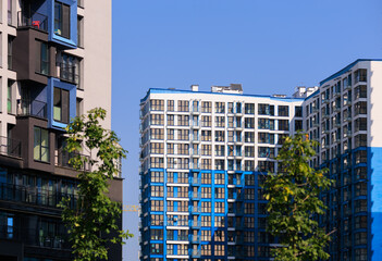 Cityscape, modern buildings on a summer day