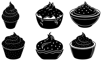 Delicious cupcake icons for bakery designs, sweet dessert creations, and celebratory treats. Perfect for menus, branding, and party invitations