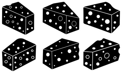 Delicious cheese wedges assortment, perfect for food blogs, menus, and culinary projects. Fresh, simple, and tasty snack icons for your design needs