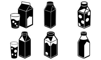 Variety of Milk Containers and Glassware: Fresh, Healthy, and Nutritious Dairy Products for a Balanced Diet and Lifestyle, Originally a Scalable Graphic