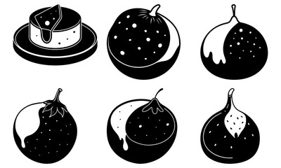 Whimsical fig collection with unique black and white designs, perfect for creative projects and artistic expressions: a delightful food illustration