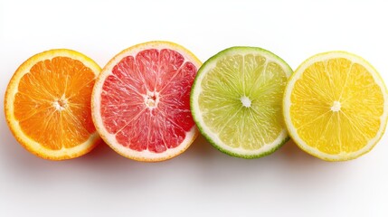 Fresh citrus halves in a neat row for food styling and marketing