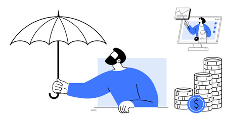 Financial protection concept. Financial protection ensuring safe investments, wealth management, and insurance security. Financial protection for businesses, personal savings, and financial planning