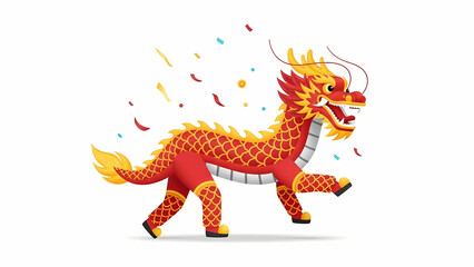 Fototapeta premium Celebrate Lunar New Year with a Vibrant Chinese Dragon Illustration, Symbolizing Good Fortune and Prosperity