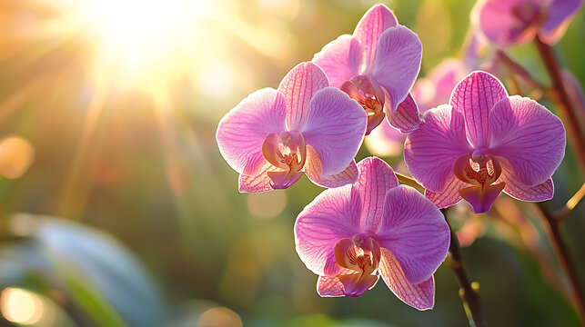Orchid In Sunlight Vibrant Purple Orchid Flower Macro Detail - Powered by Adobe