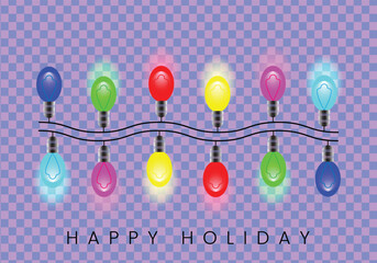 Colorful Christmas Fairy Light. Glowing String Lights for Festivals Celebration with green, yellow, blue, red Illuminations