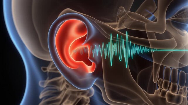 Rendering of ear canal with sound wave