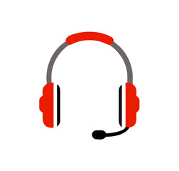 Headphones with microphone, headset icon. Support, Call center