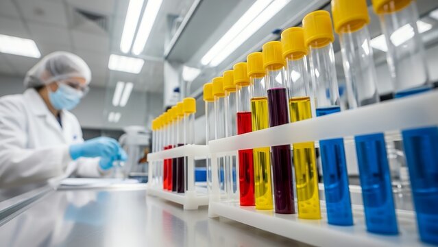 Technician conducts allergen testing in medical laboratory setting