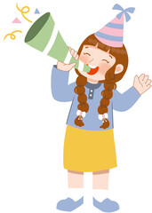 Cute girl blowing trumpet