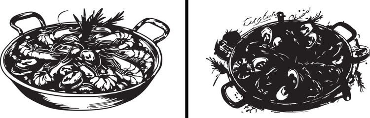 Cooking pan illustration, kitchen cooking vector, food preparation art, chef cookware design, hand drawn pan artwork, delicious food drawing, culinary cooking clipart, restaurant kitchen utensil, fryi