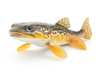 A vibrant, detailed fish model swimming.