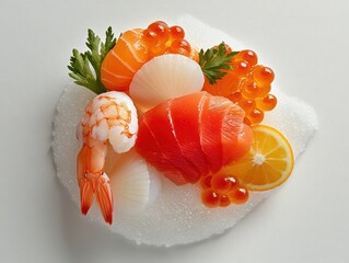 Colorful assortment of fresh seafood delicacies.