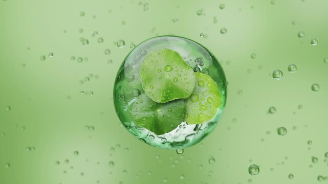 Green Cica Centella Asiatica Leaf for Soothing and Acne Care, 3D Animation