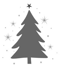 Christmas Tree Silhouette with Sparkling Star – Vector SVG & PNG (Editable)