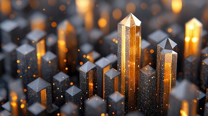 An abstract image featuring geometric crystals with a glowing bokeh effect, creating a sense of luxury and sophistication.