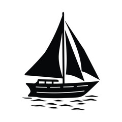 Sailing Boat Silhouette Vector Icon Illustration