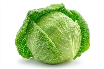 Obraz premium Head of cabbage with clean clipping path on bright white surface