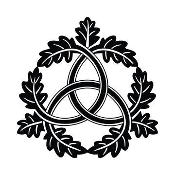 Celtic Knot with Oak Leaves Vector Icon