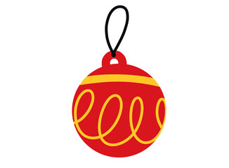 Red Christmas Ornament with Yellow Swirl Decoration
