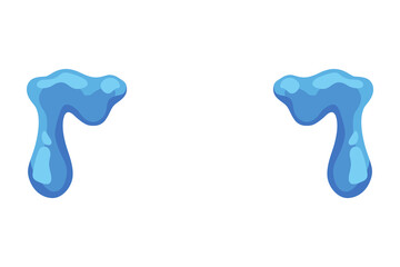 Cartoon tear drops icon. Sorrow cry streams, tear blob. Crying fluid, falling blue water drops. Isolated vector for sorrowful character weeping expression. Wet grief droplets