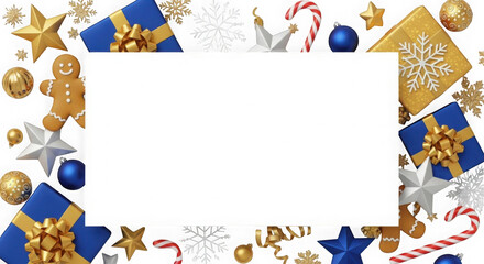 Fototapeta premium Christmas holiday frame with gifts and ornaments isolated on transparent background