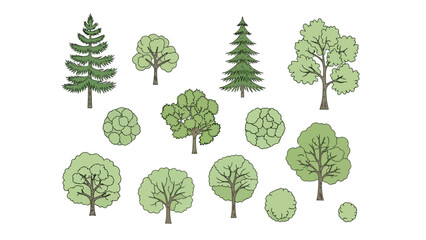 Collection of Various Trees and Bushes in Different Shapes and Sizes